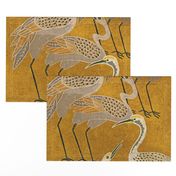 Deco Cranes - Golden Hour - 24 x 35.56 inch repeat scale