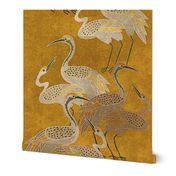 Deco Cranes - Golden Hour - 24 x 35.56 inch repeat scale