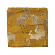 Deco Cranes - Golden Hour - 24 x 35.56 inch repeat scale