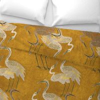 Deco Cranes - Golden Hour - 24 x 35.56 inch repeat scale