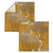 Deco Cranes - Golden Hour - 24 x 35.56 inch repeat scale