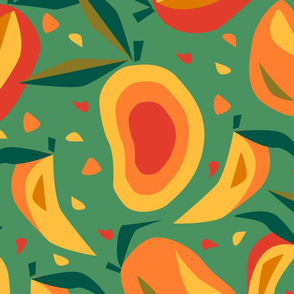 Mango Extravaganza- Papercut Tropical Medley- Mint- large scale
