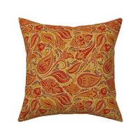 Golden Red Aqua Gypsy Paisley 