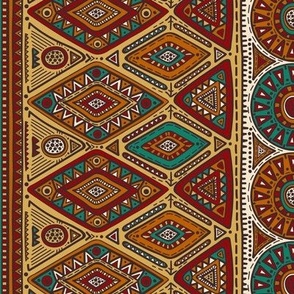 Old World Bohemian Tapestry In Gold Orange Aqua