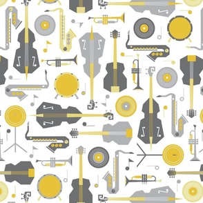(Large) Jazz musical instruments yellow grey