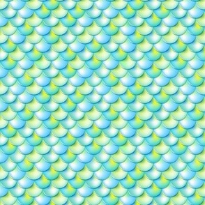 Small Mermaid Fish Scales in Bright Yellow Mint Green Blue
