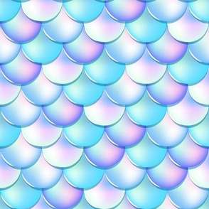 Large Scale Mermaid Fish Scales in Pastel Periwinkle Lavender Purple Aqua Blue and Pale Pink