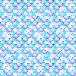 Small Mermaid Fish Scales in Pastel Periwinkle Lavender Purple Aqua Blue and Pale Pink