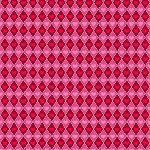 Smaller Argyle Valentine Diamond Pattern with Hearts in Red and Pink