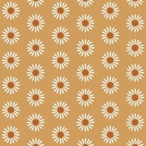 SMALL retro daisy fabric - sweet floral daisy design - sfx1144 oak leaf
