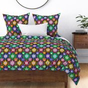 Polish Folk Art Flowers in Patchwork Retro Style Black