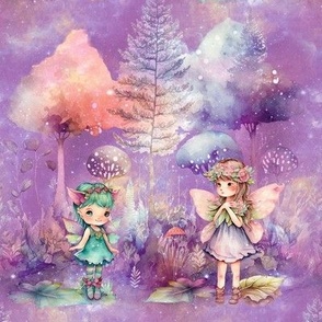 FOREST LITTLE FAIRIES STRIPES 1 PURPLE FLWRHT