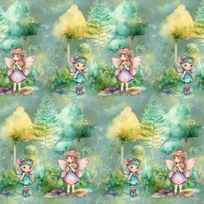 FOREST LITTLE FAIRIES ALTERNATE GREEN AQUA FLWRHT