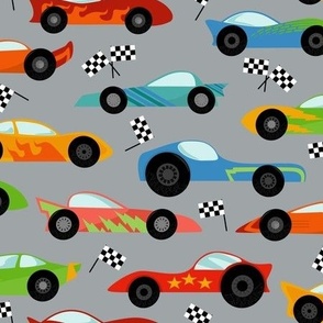 Speedy Race Cars On Gray