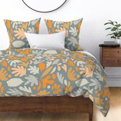 Retro Fall in Love - Blue Matisse Foliage - L