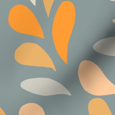 Retro Fall in Love - Blue Matisse Foliage - L