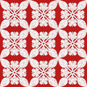 Hot Hibiscus Quilt- Red & White