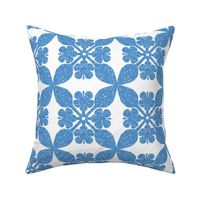 Hot Hibiscus Quilt- Blue and White