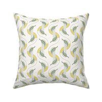 Tina small: Green & Yellow Art Deco Leaves, Modern Cottage Botanical