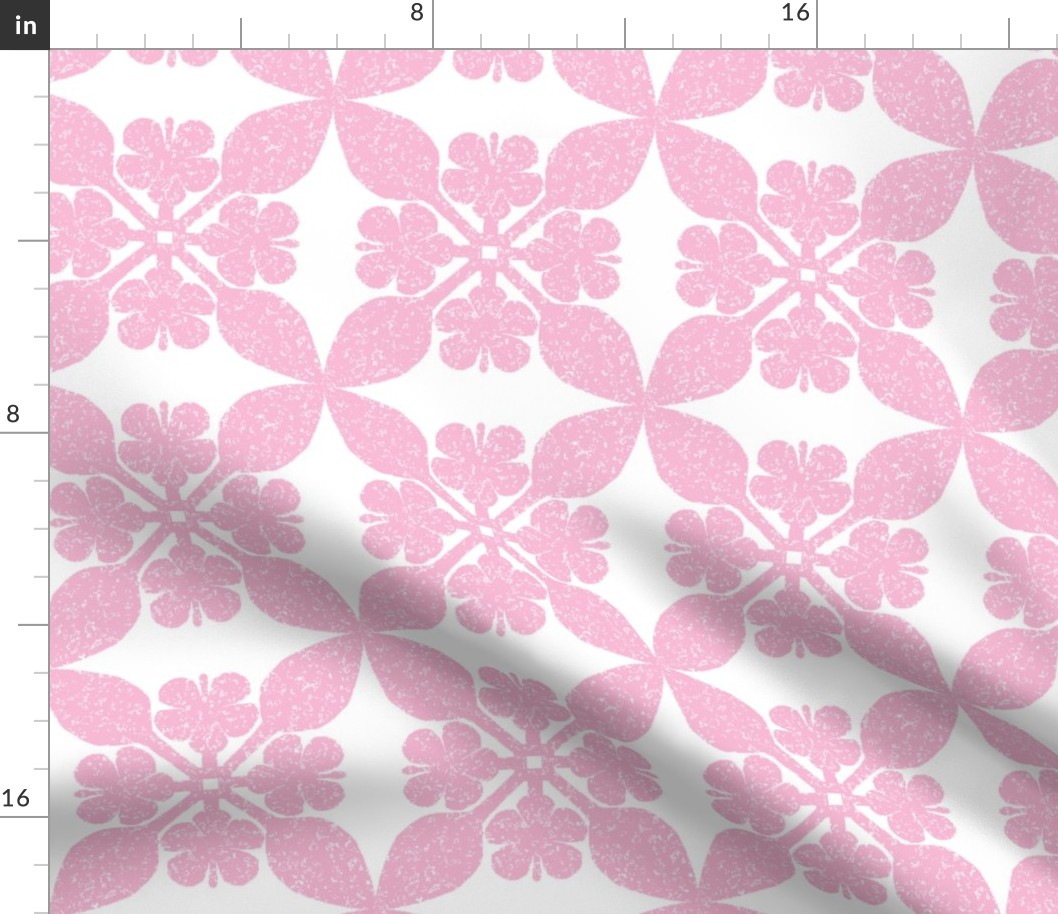 Hot Hibiscus Quilt- Pink and White