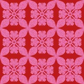 Hot Hibiscus Quilt-Red and Lipstick Pink