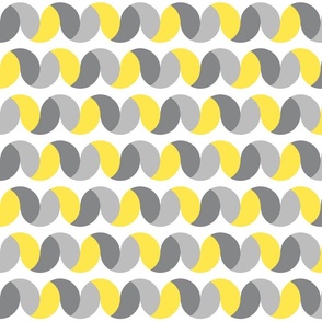 Yellow Grey ribbon waves Wallpaper
