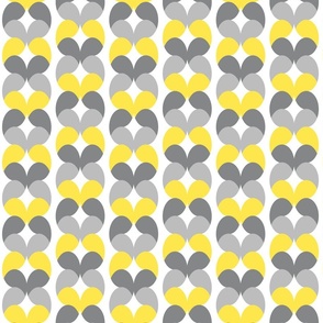 Yellow Grey round heart vertical ribbons