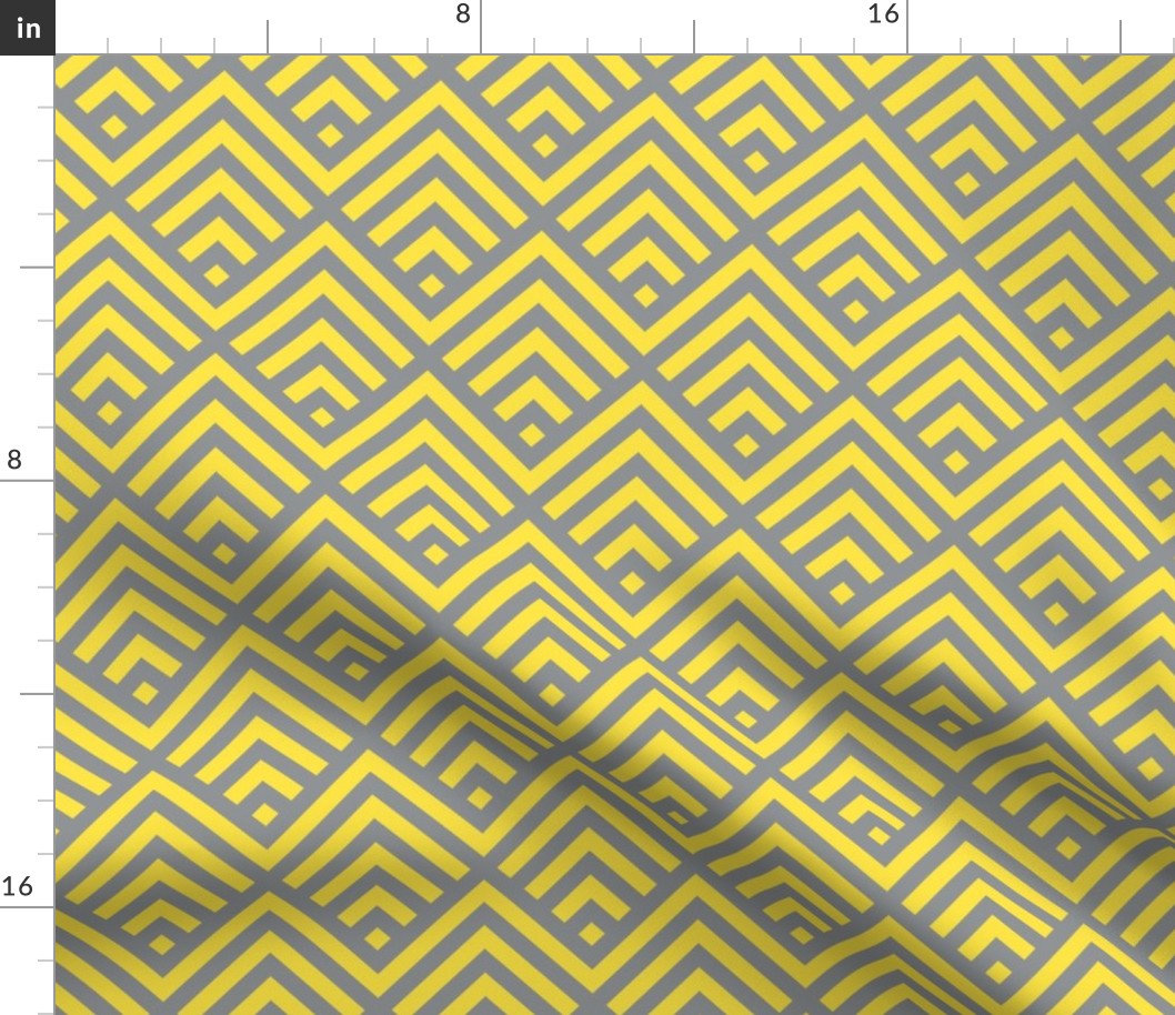 Modern Art Deco stripes diamonds Yellow Gray Wallpaper