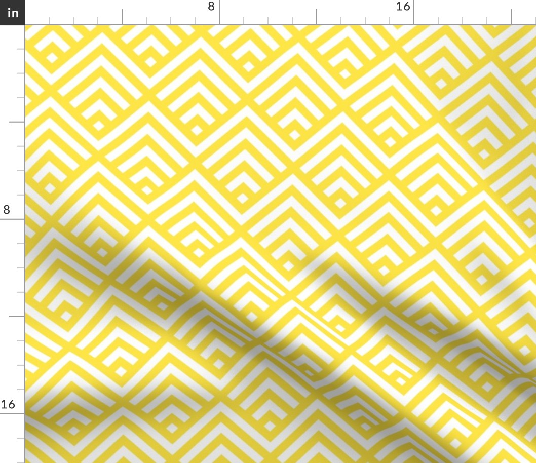 New Art Deco stripes diamonds Illuminating Yellow Wallpaper