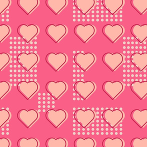 Pink hearts on dark pink background