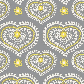 Decorative Hearts- Illuminating yellow & ultimate grey
