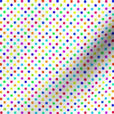 Small Rainbow Polka Dots on White