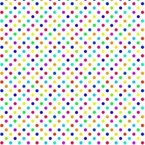 Small Rainbow Polka Dots on White