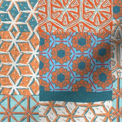 Archaic Patchwork-Orange & Turquoise