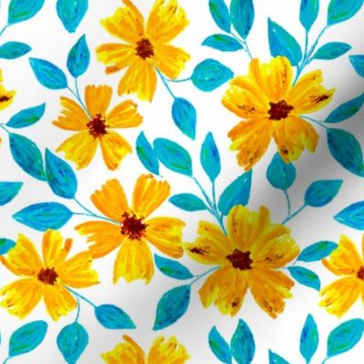 Yellow Flowers | oil pastel
