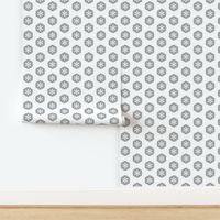 Dainty Daisy Dots of Grey and White