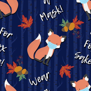 Wear  a Mask for Fox Sake - large on navy
