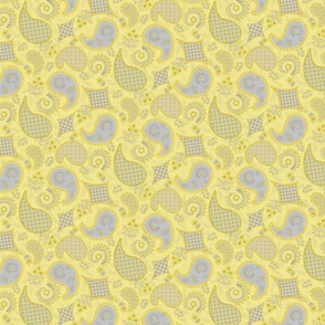 Paisley Scatter Yellow and Gray