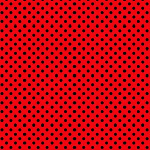 Small Black Polka Dots on Red