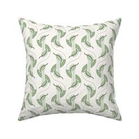 Tina small: Mossy Green Art Deco Leaves, Modern Cottage Botanical