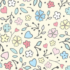 Fun Pastel Flower Print Yellow