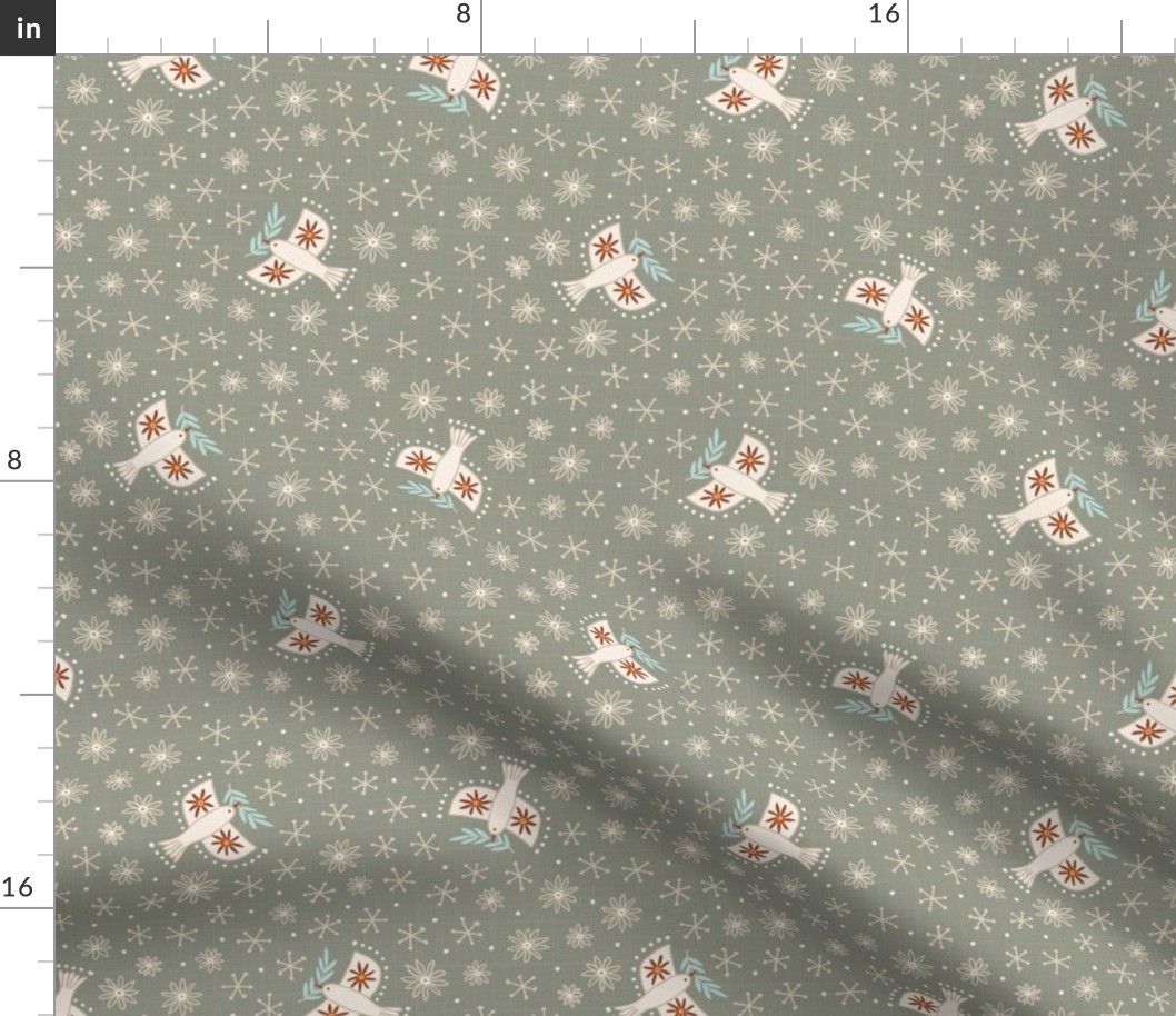 m - birds on grey - Nr.5. Coordinate for Peaceful Forest - 15"x 7.5" as fabric / 12"x 6" as wallpaper 