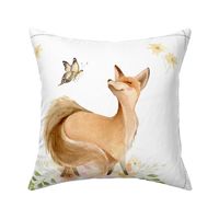 18” Forest Friends Fox Pillow Front with dotted cutting lines