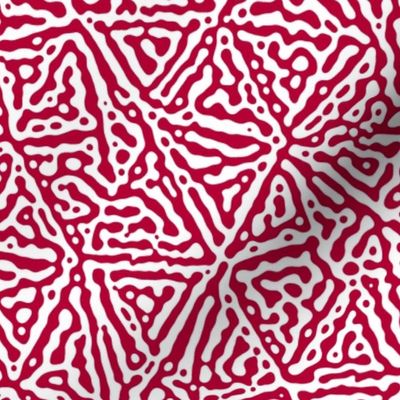 Triangle lines Turing design #3 -  crimson red and white