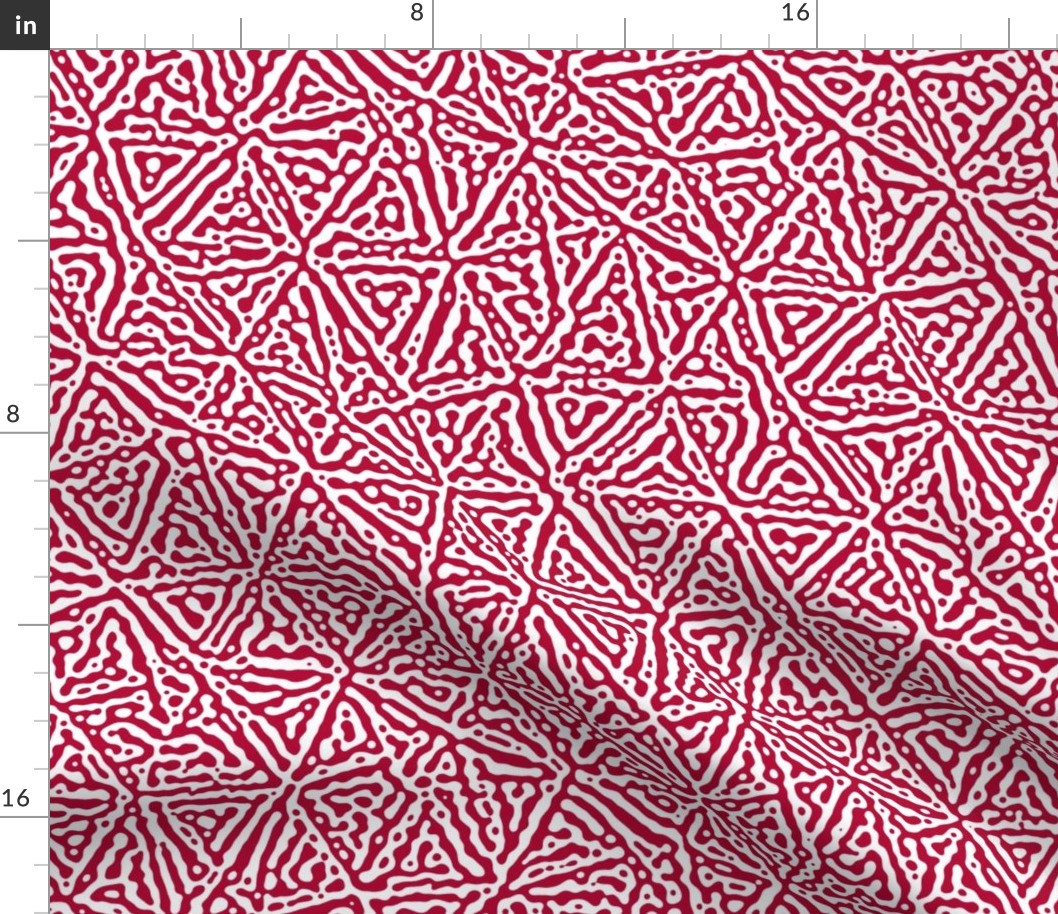 Triangle lines Turing design #3 -  crimson red and white