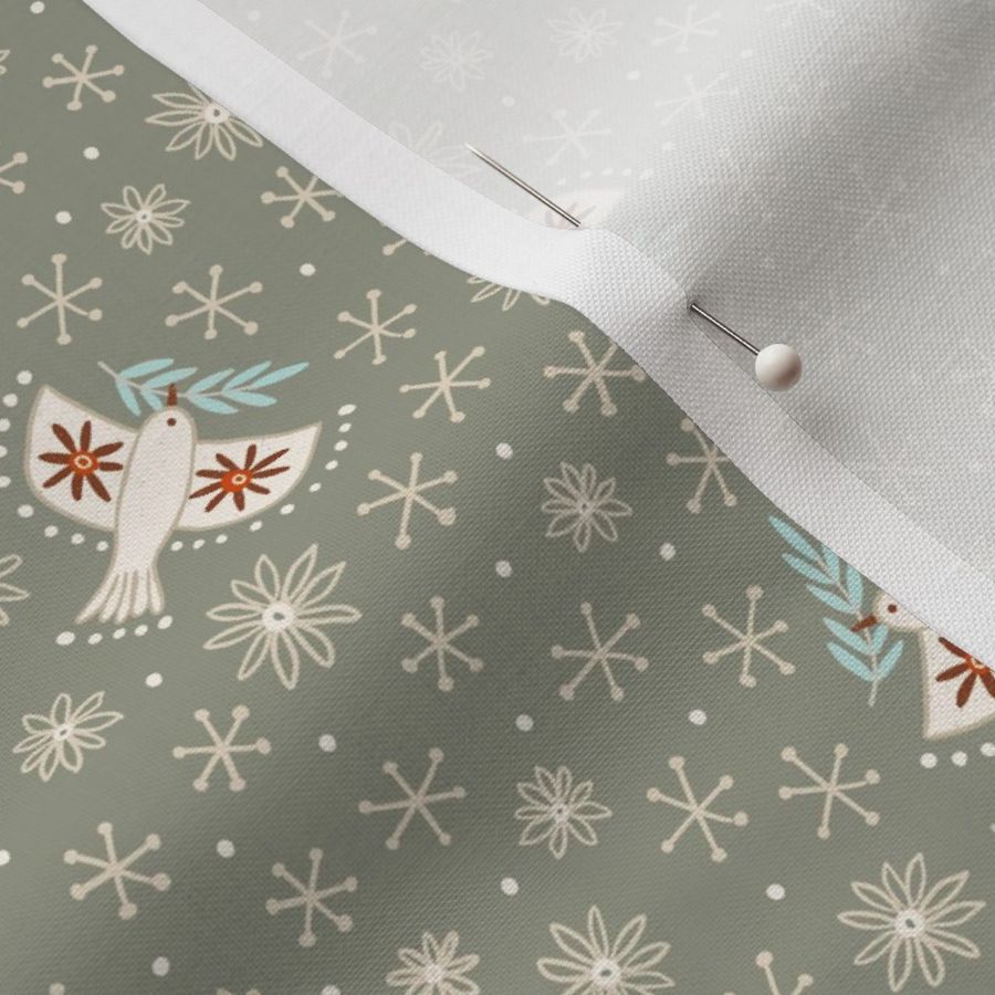 s - birds on gray - Nr.5. Coordinate for Peaceful Forest - 10.5"x5.25" as fabric / 6"x 3" as wallpaper 