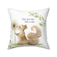 18” Squirrel Friends of the Forest Pillow Front with dotted cutting lines