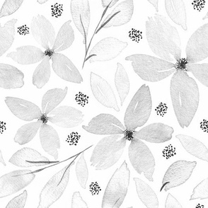 Grey ink floral pattern