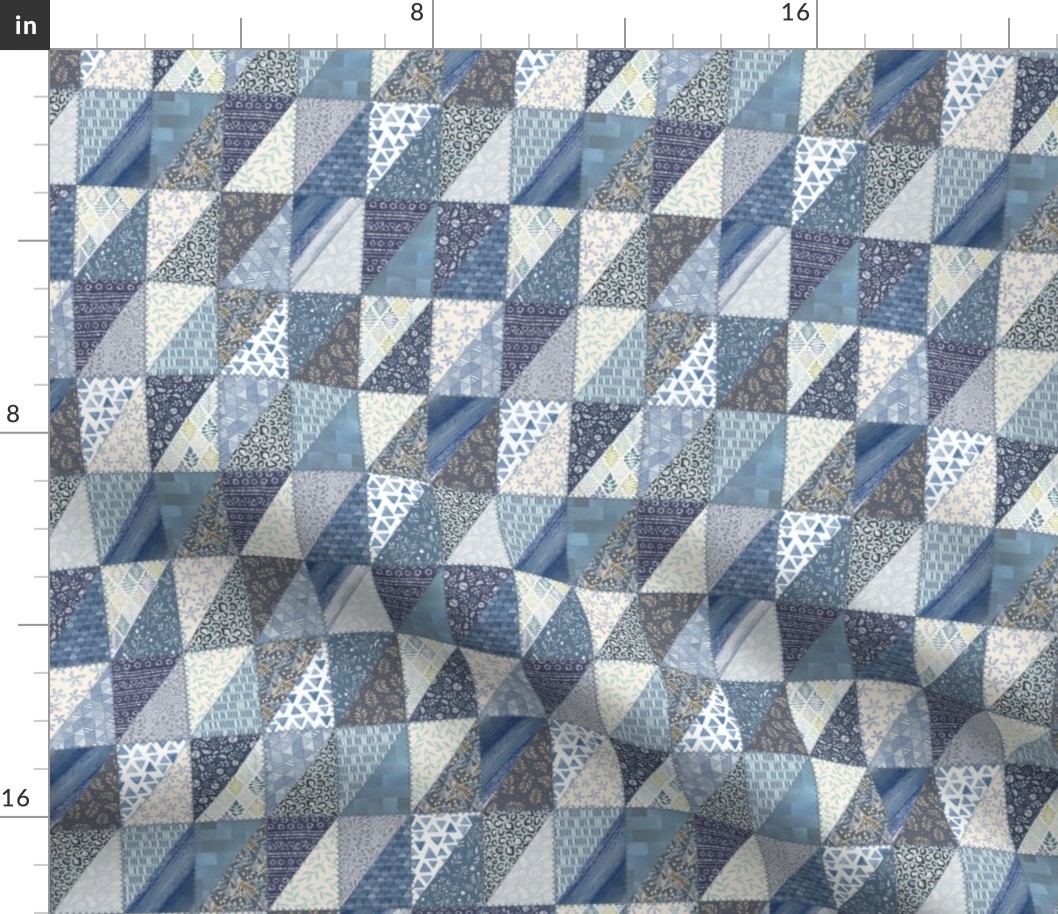 Blue patchwork - with seams - small scale