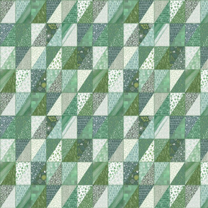 green patchwork - with seams - small scale